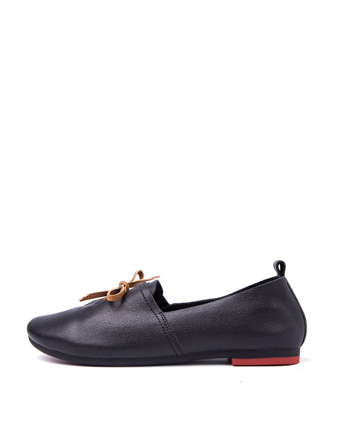 2016年新款黑色羊皮平底单鞋