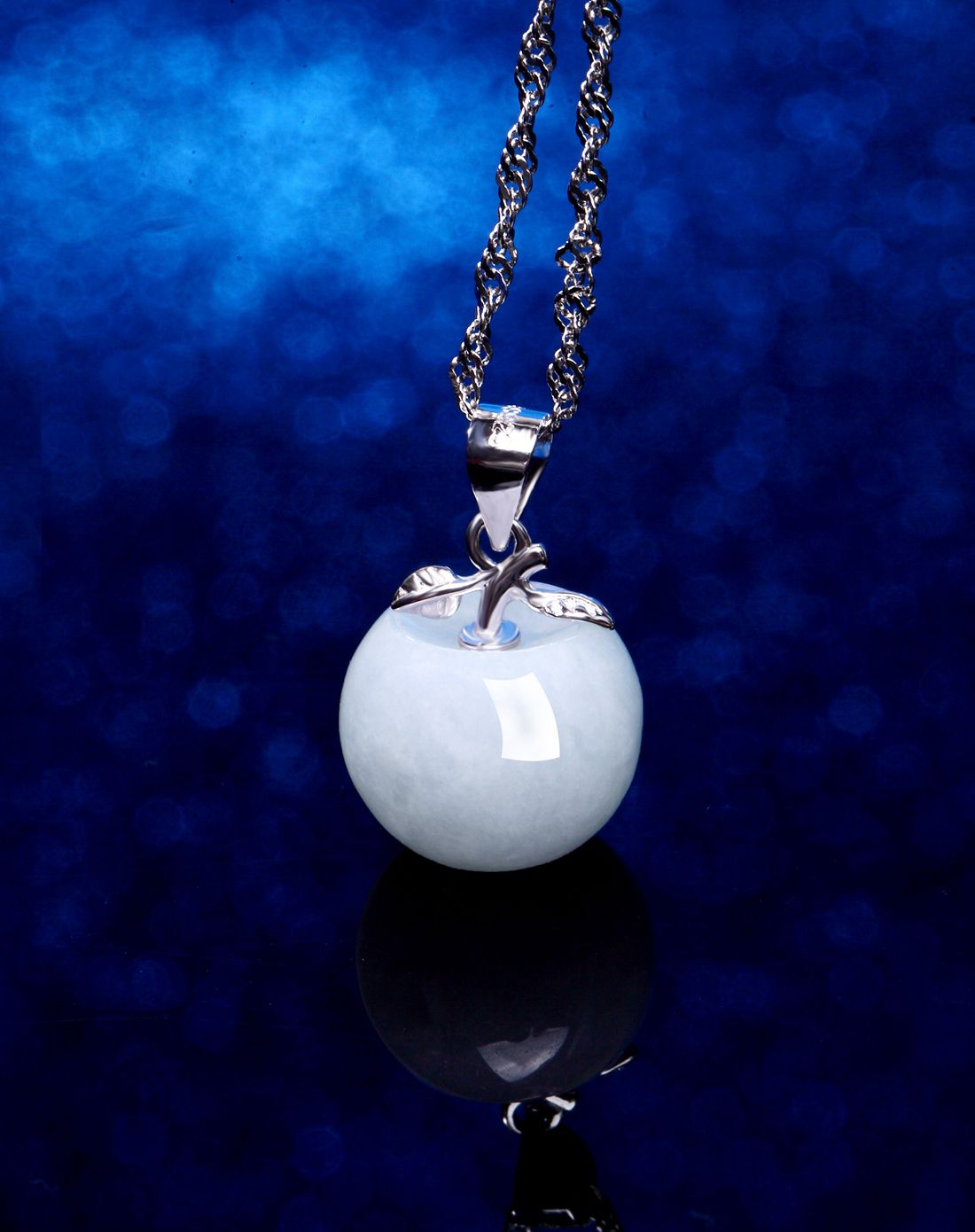 royal gem 银镶翡翠苹果吊坠 赠银链