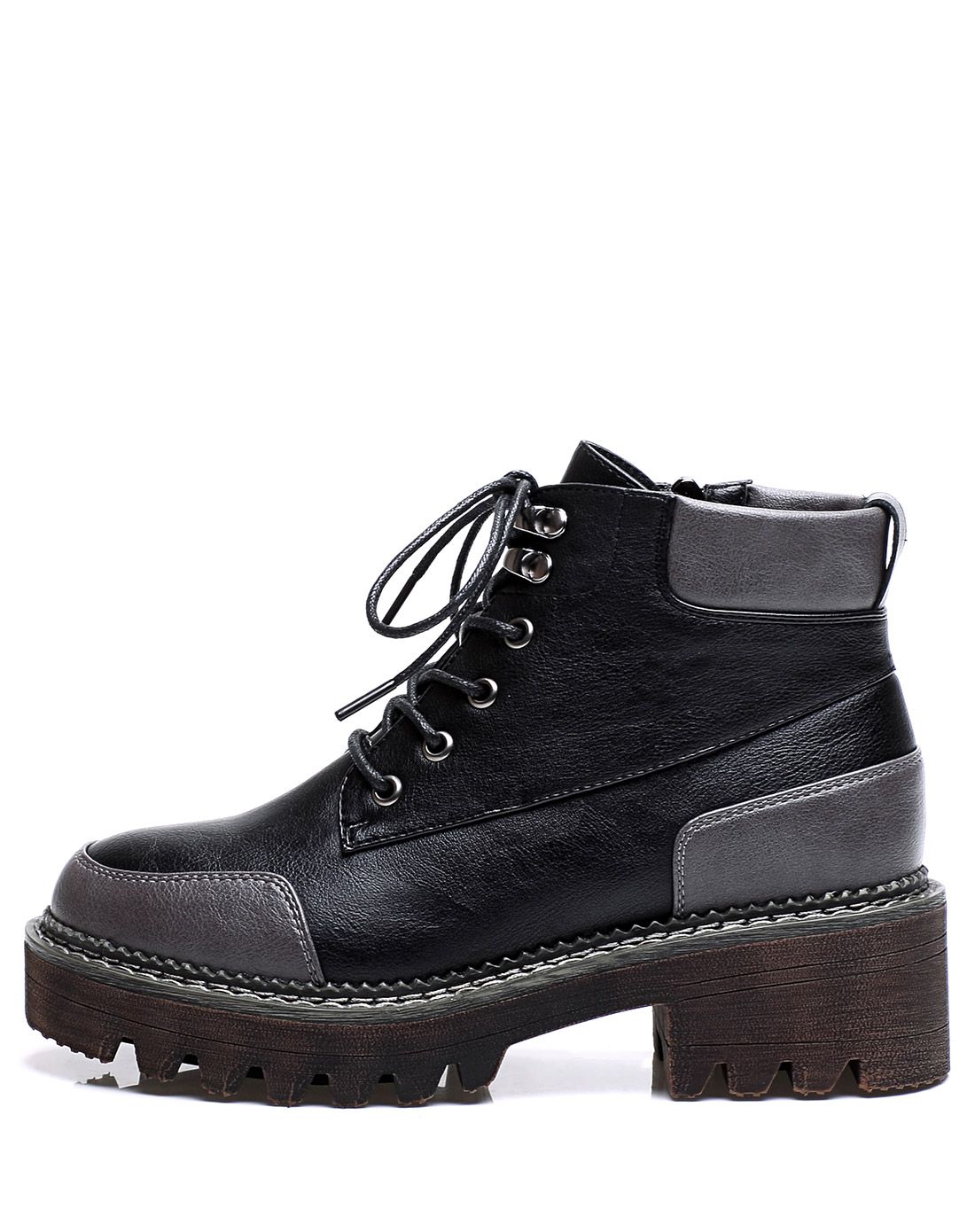 艾斯臣acesc2016年新款黑色pu圆头低跟休闲鞋a16350321-hei_唯品会