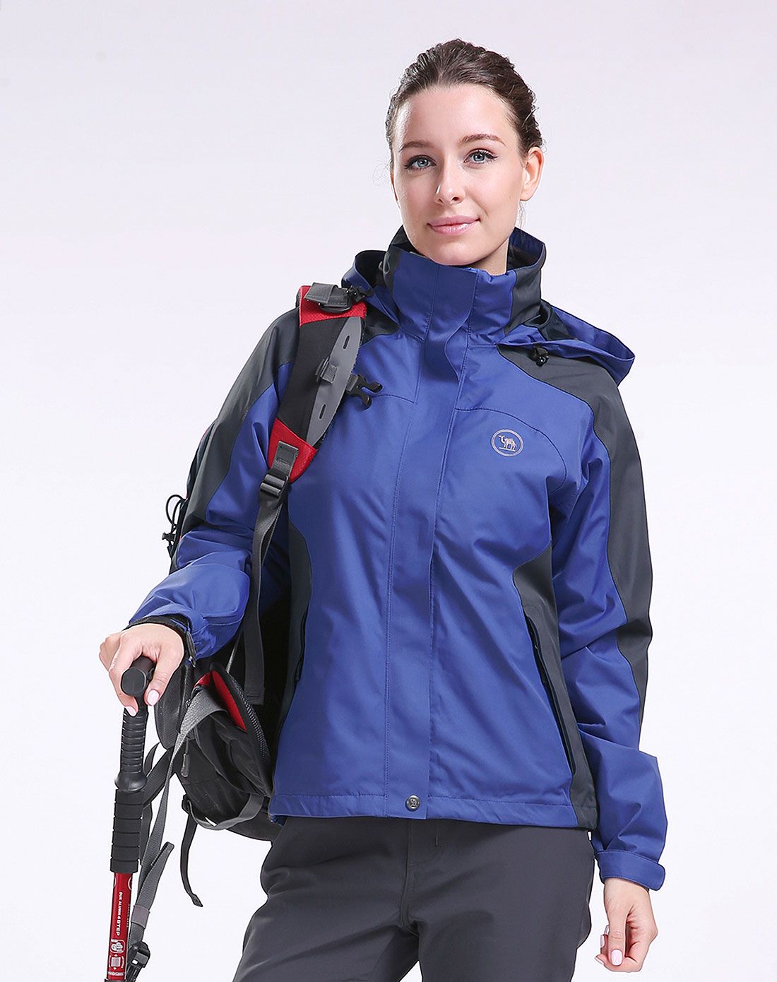 女款蓝色抗寒保暖休闲三合一冲锋衣