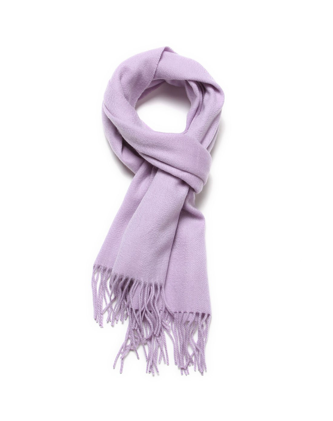 男女通用浅雪青100%羊绒净色流苏围巾