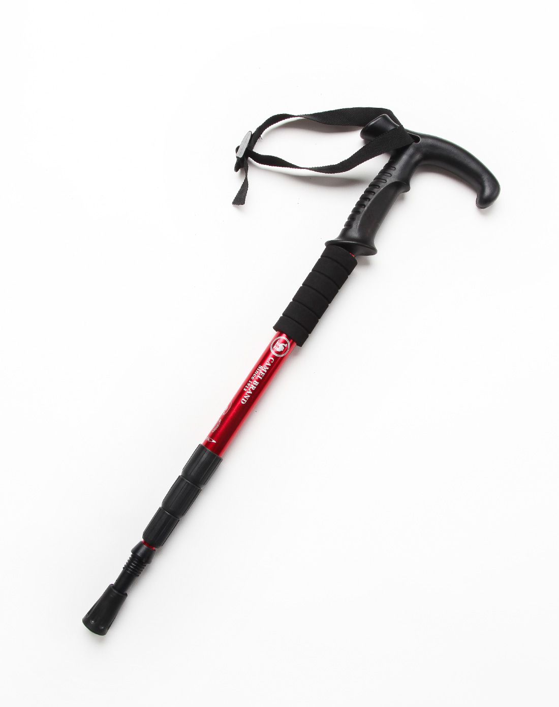 户外超轻防震可折叠伸缩 红色登山杖