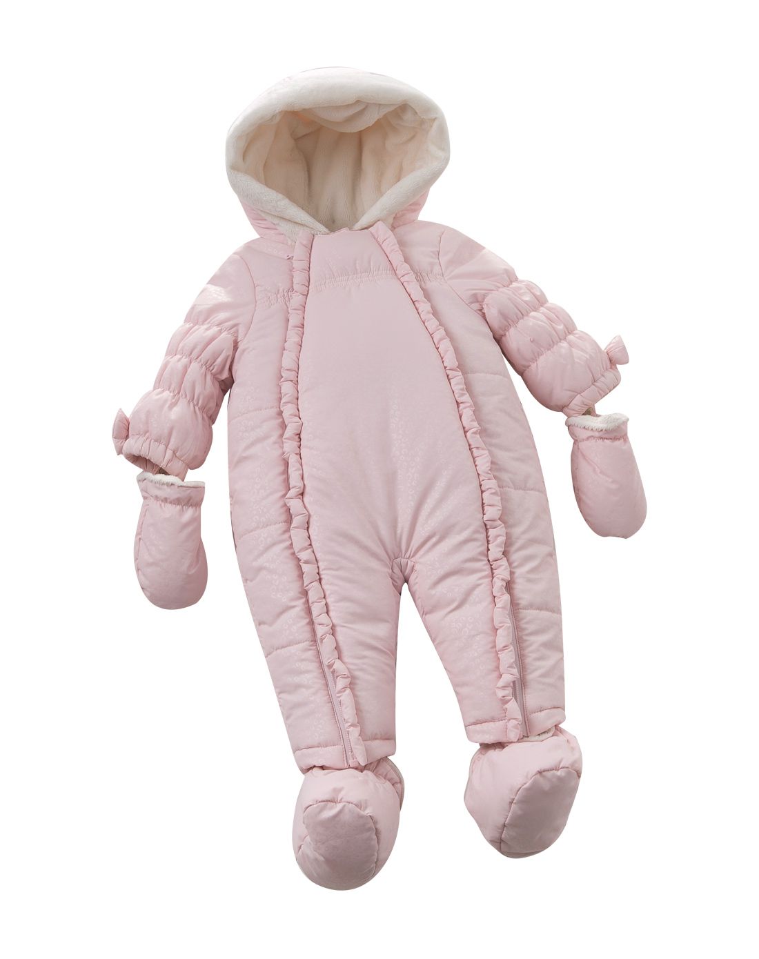 女宝宝粉色棉服连体衣