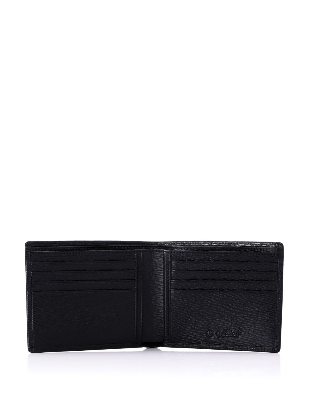 黑色水波纹短横款头层牛皮钱包