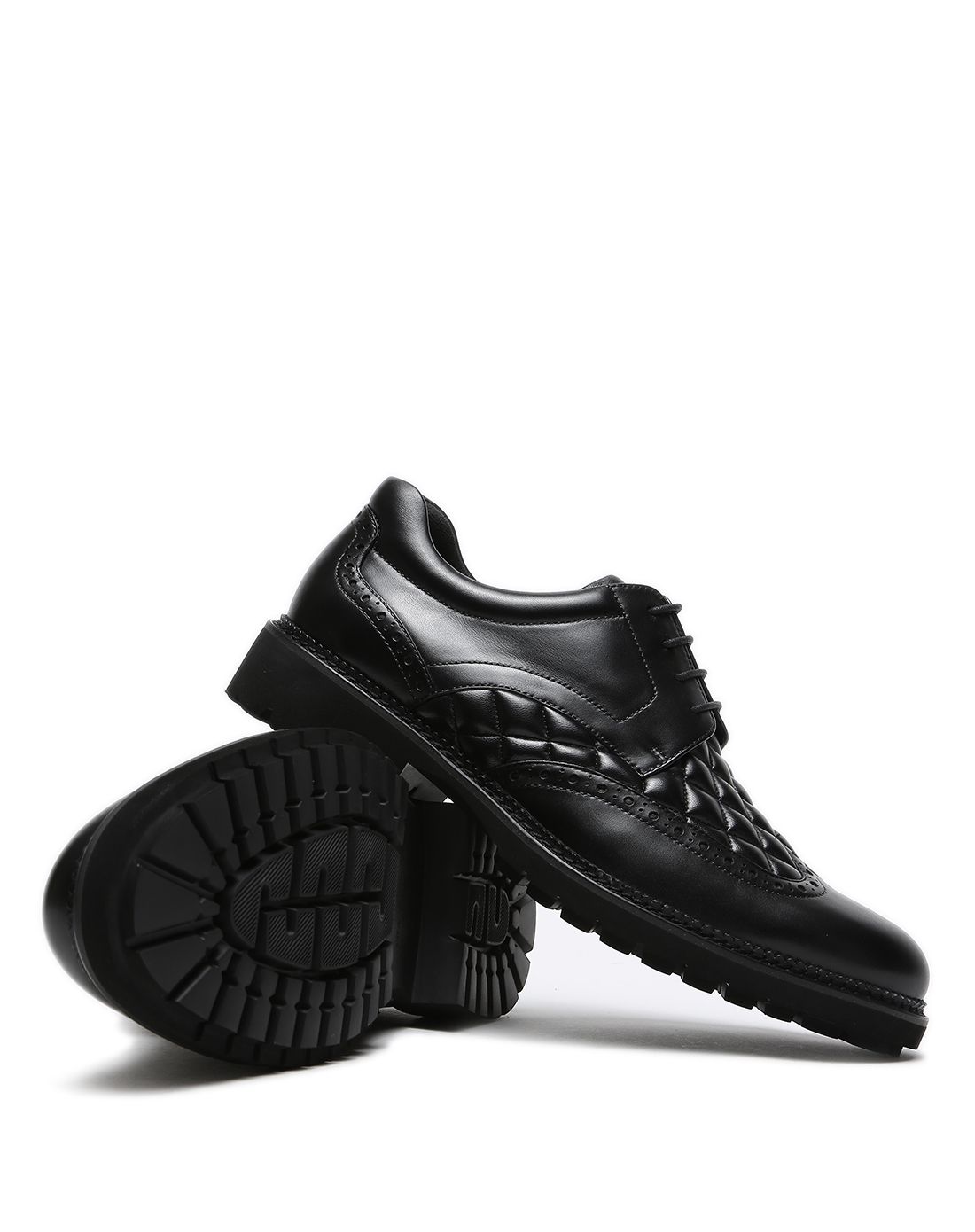 布兰施圆头粒面皮系带男士休闲皮鞋男士皮鞋男鞋