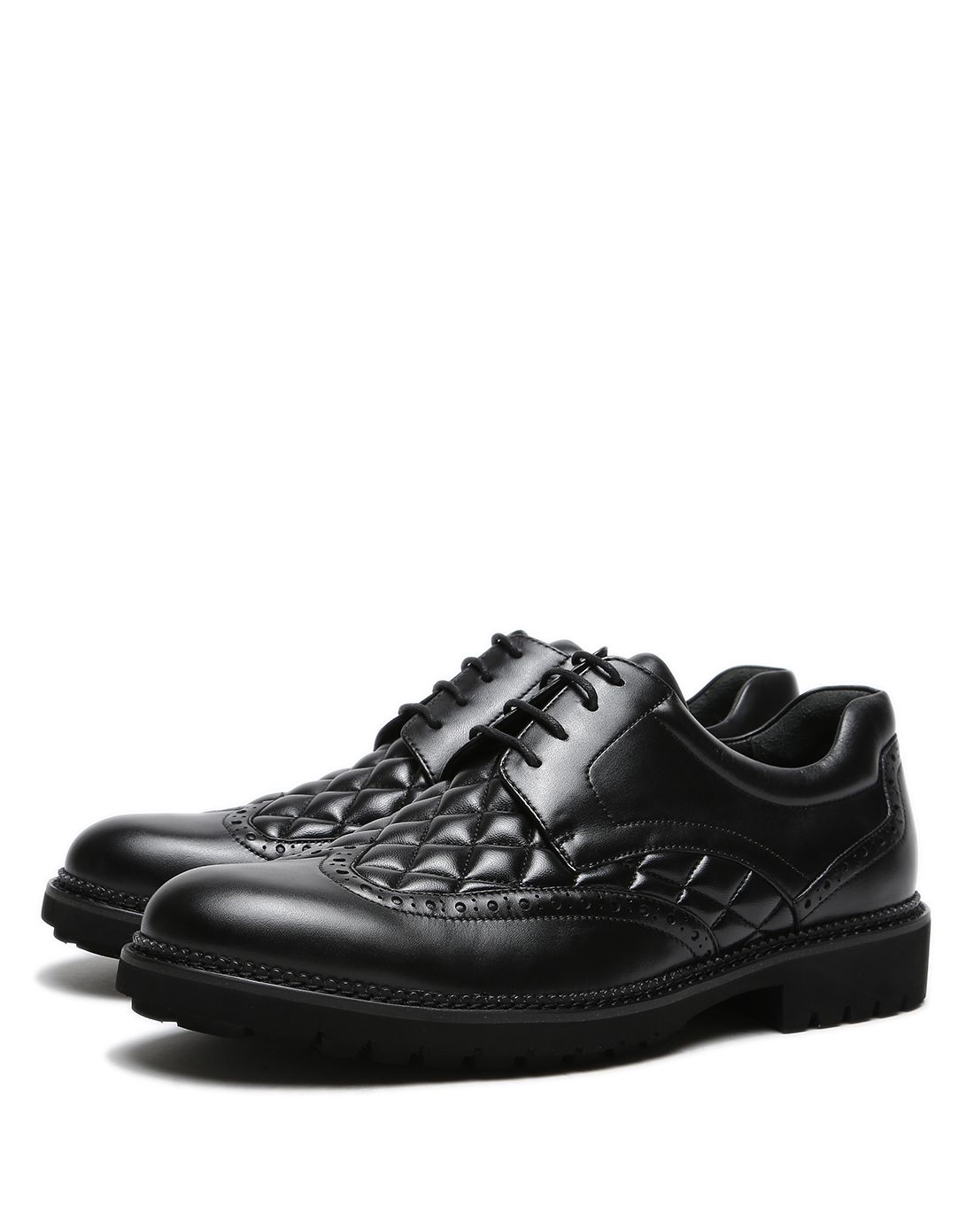 布兰施圆头粒面皮系带男士休闲皮鞋男士皮鞋男鞋