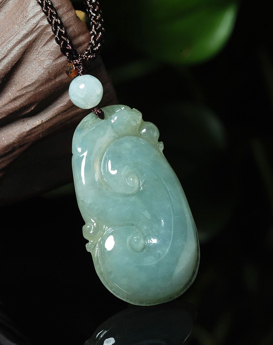 tamina 天然a货翡翠糯种祥云瑞彩吊坠(附证书)