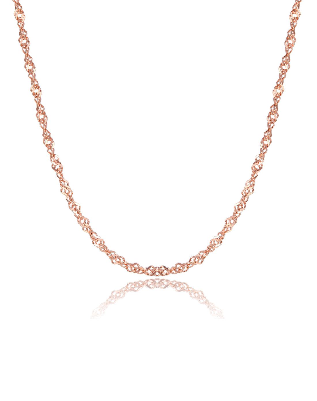 珂兰 水波荡漾 18k玫瑰金水波纹项链18寸