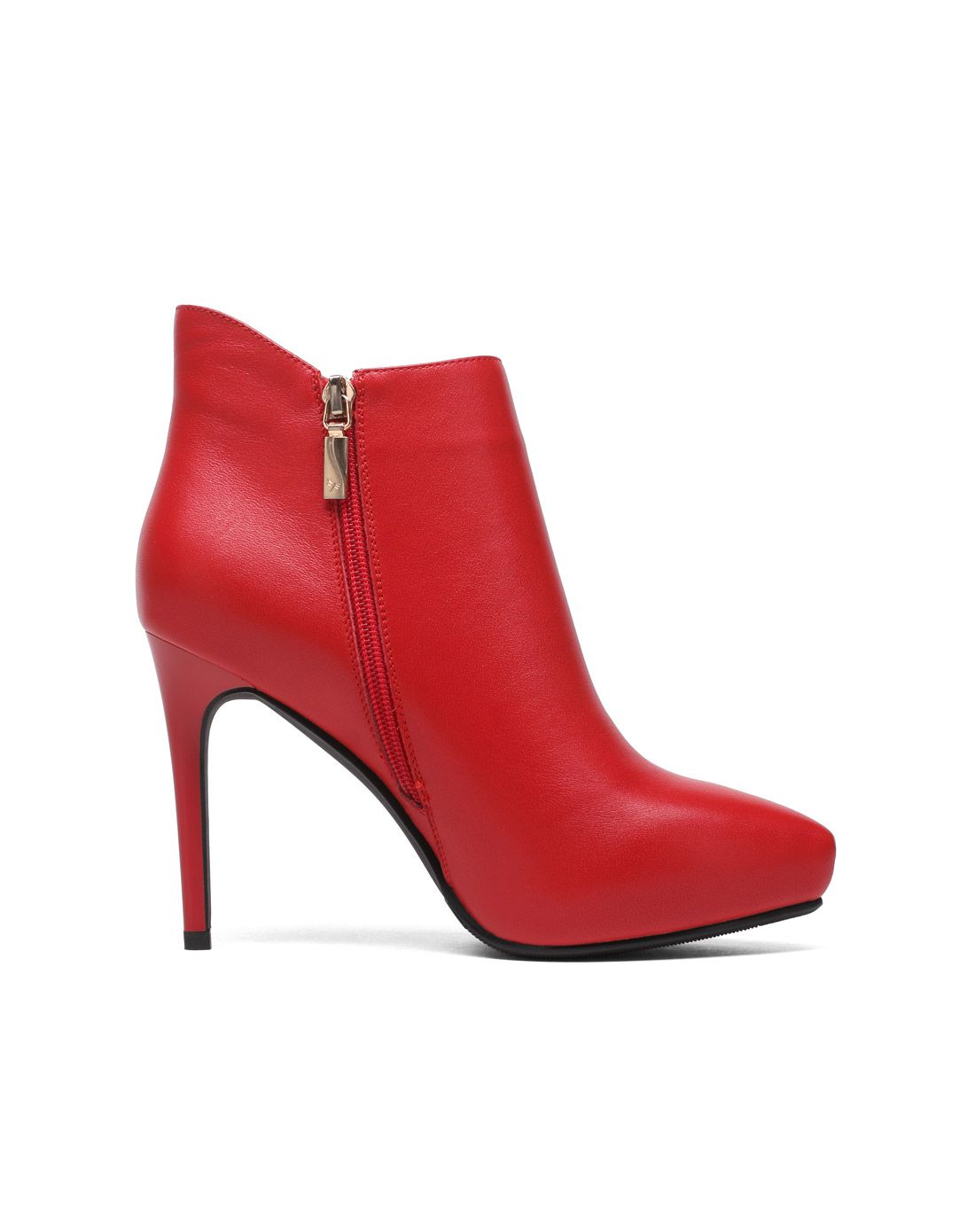 16冬新品红色保暖绒里细高跟时尚短靴