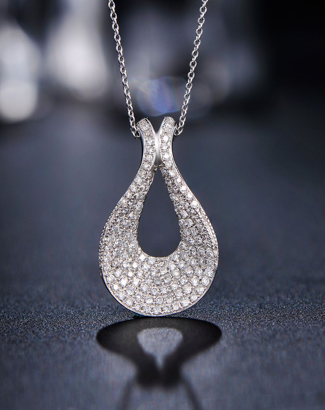 喜钻18k金45分群镶钻石吊坠