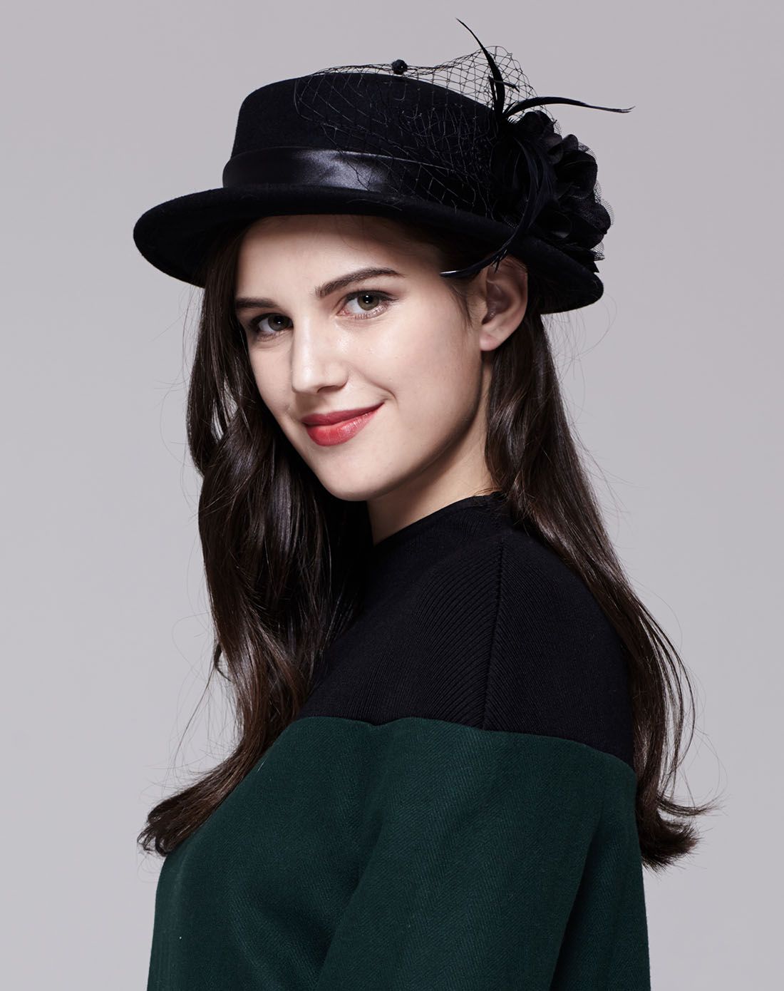 william&kate 优雅韩版网纱立体花朵小礼帽