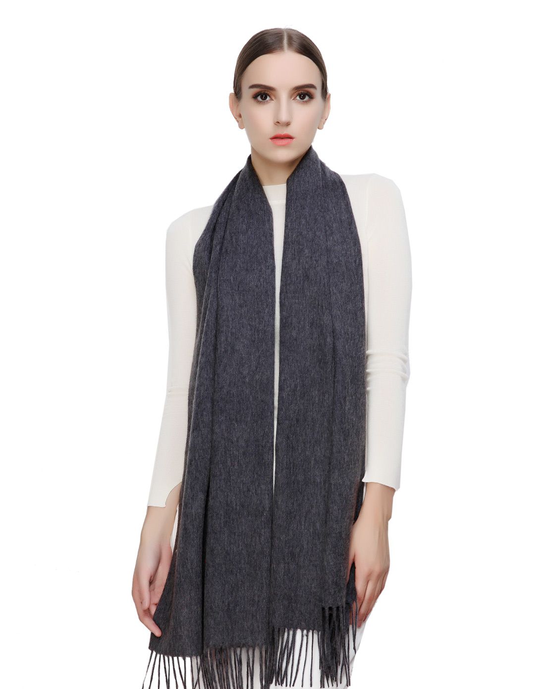 羚羊早安 羊毛粗纺2米加大加厚保暖围巾