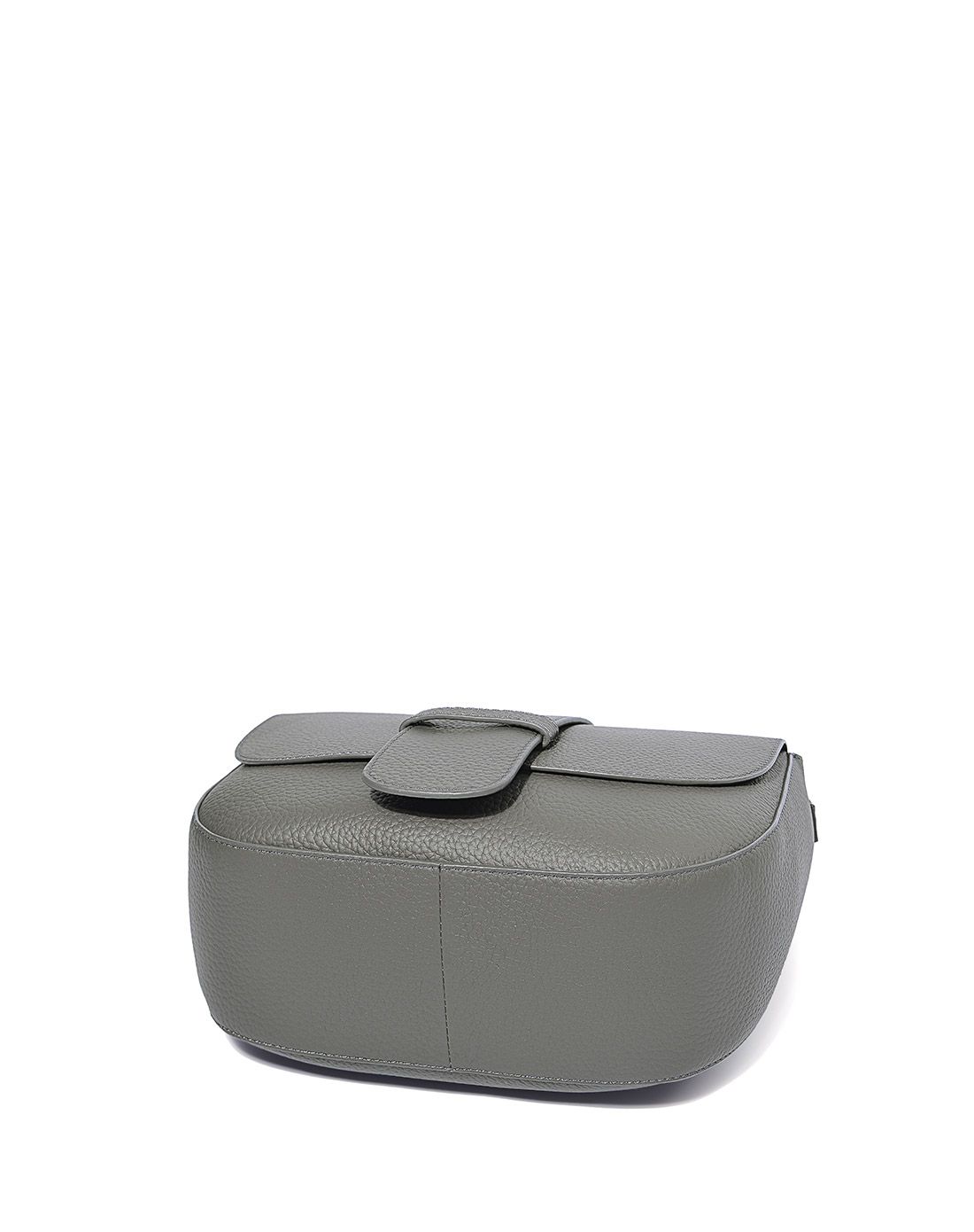 女士灰色牛皮气质百搭迷你马鞍小包包