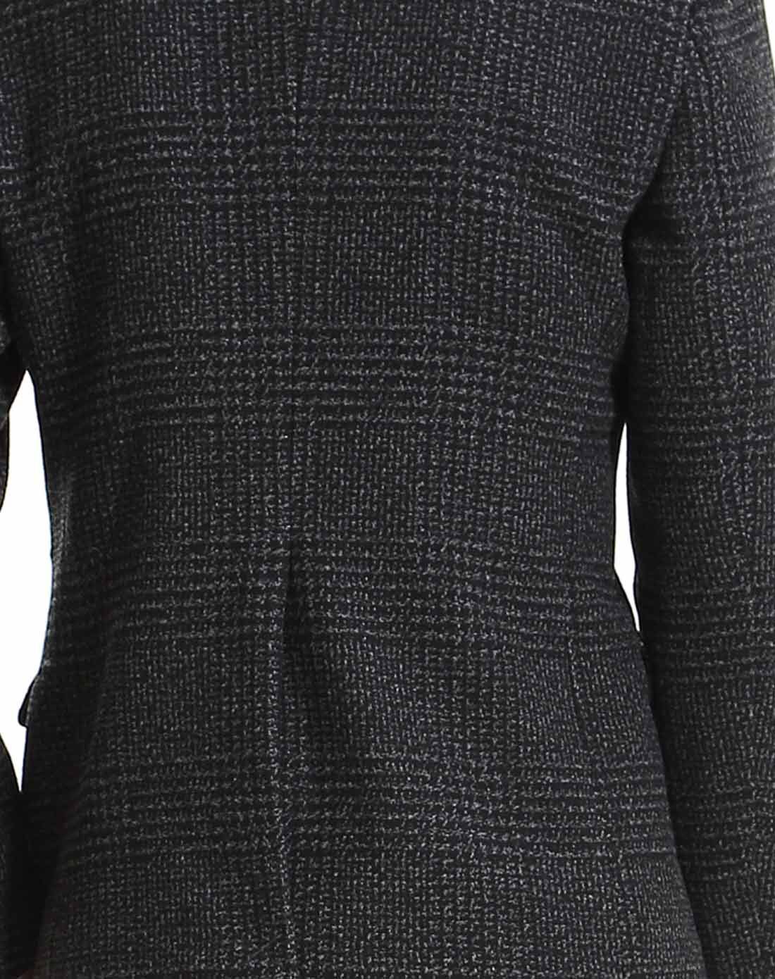 煤灰色商务绅士通勤千鸟格西服