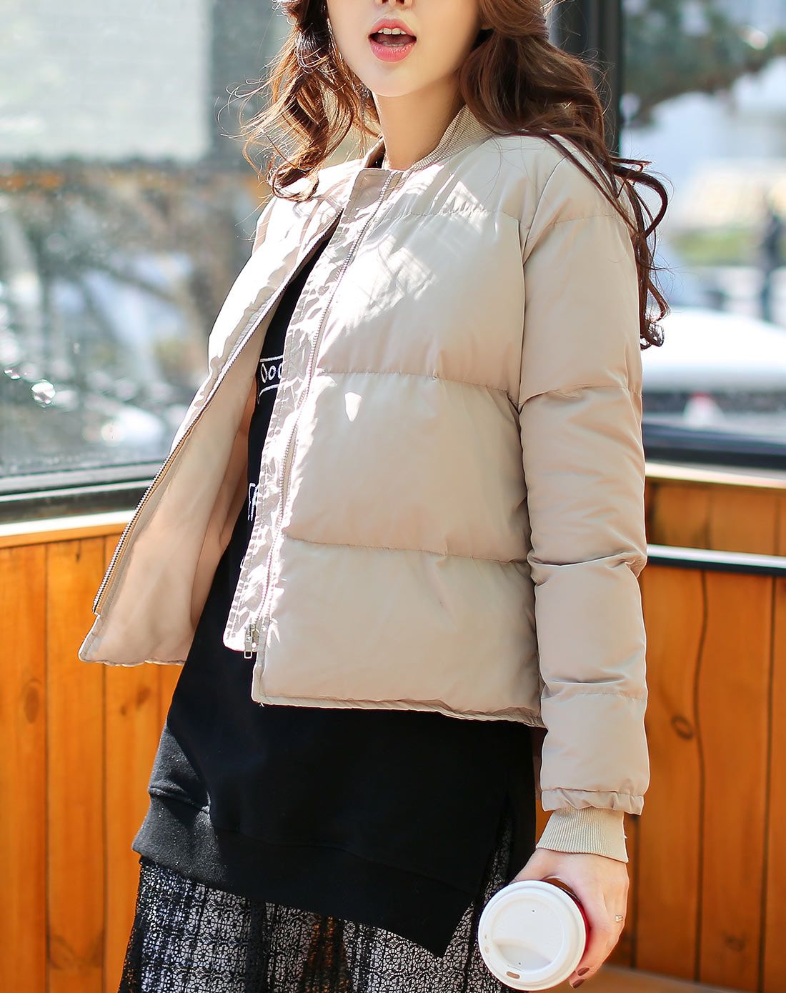 蓝色天空mbsky杏色 女款短款棉衣g5855148-611_唯品会