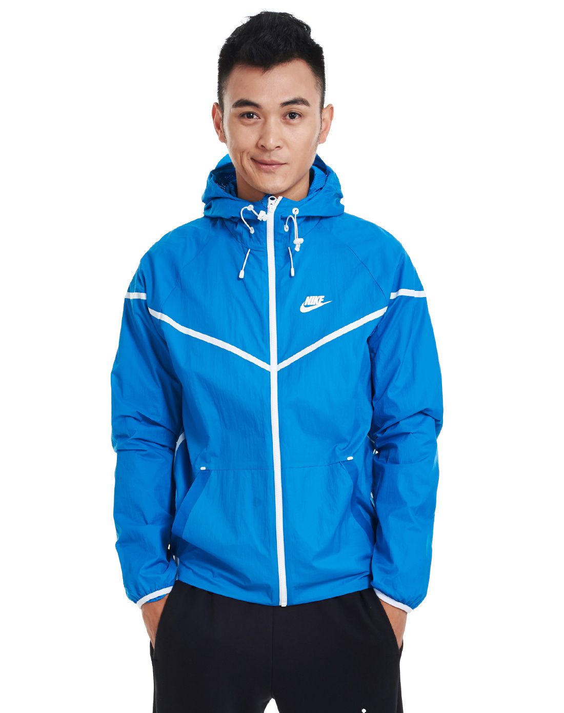 耐克nike 舒适 男款蓝色连帽夹克 运动休闲系列