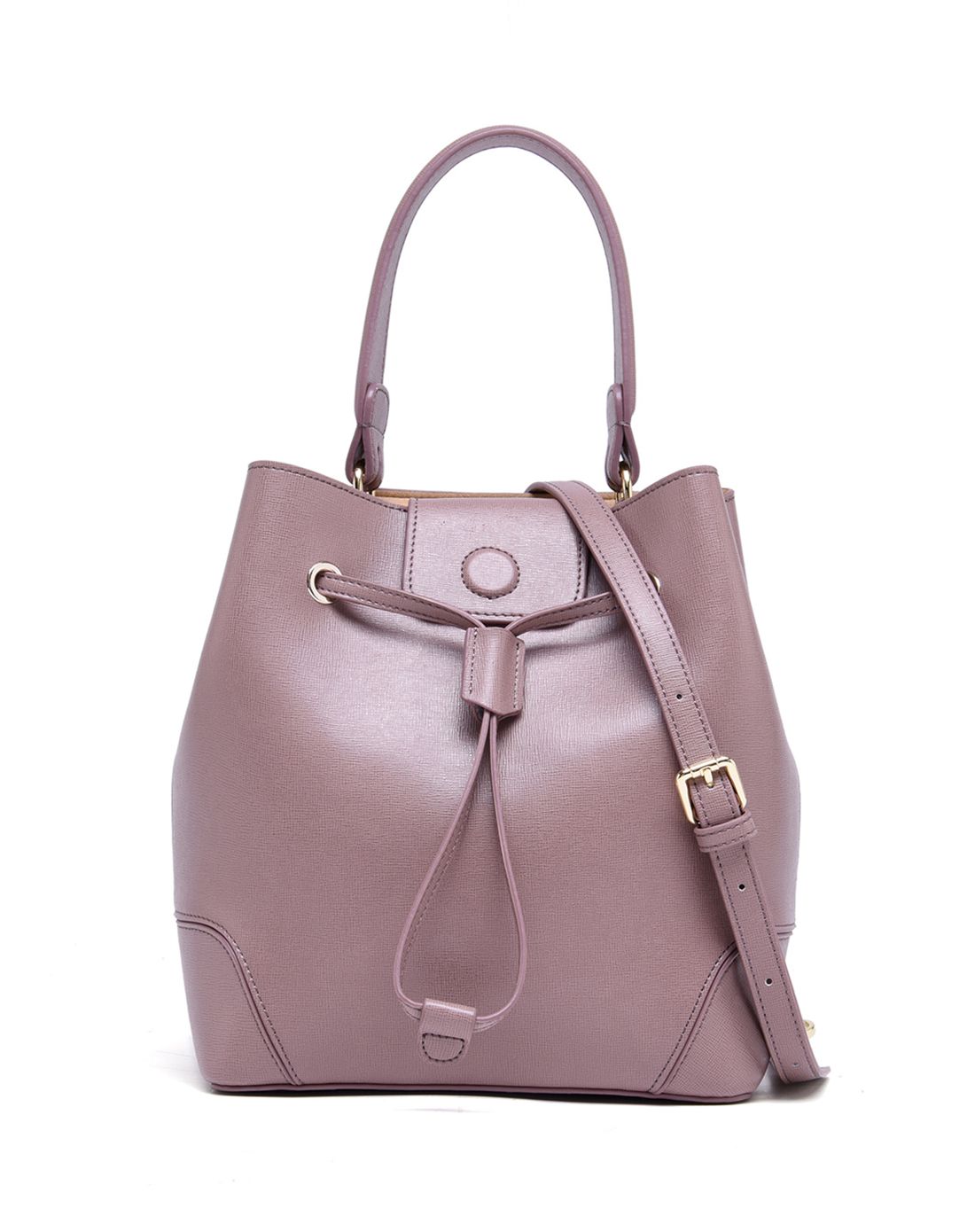 牛皮时尚手提水桶包波尔多红