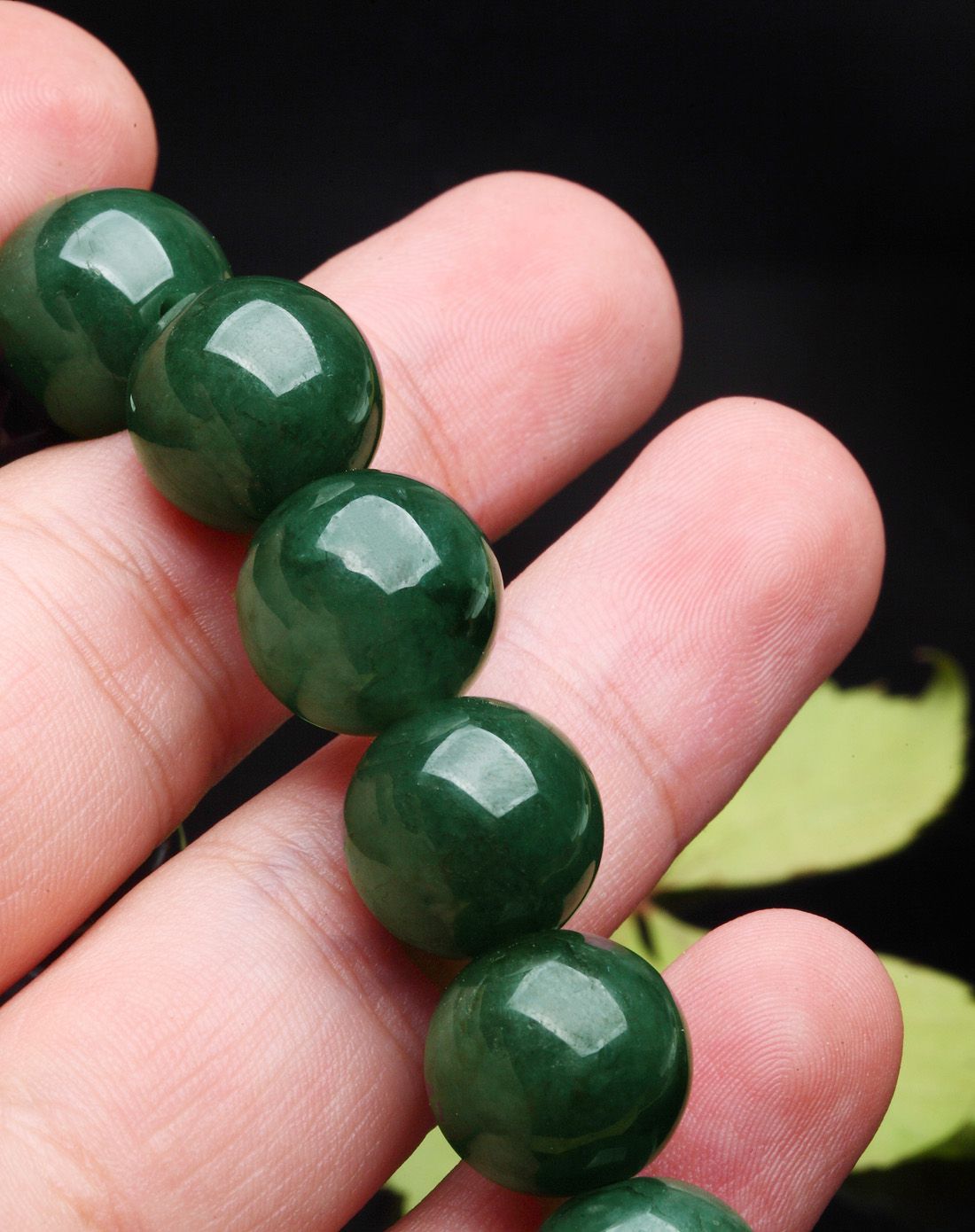 royal gem 天然油青翡翠圆珠手串