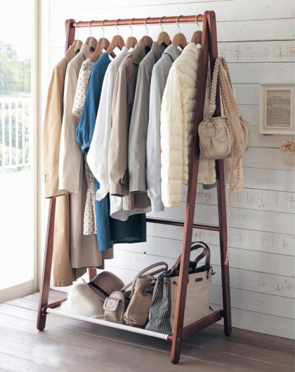 收纳专场直发货家逸现代实木折叠落地衣帽架创意时尚挂衣架晾衣架其他