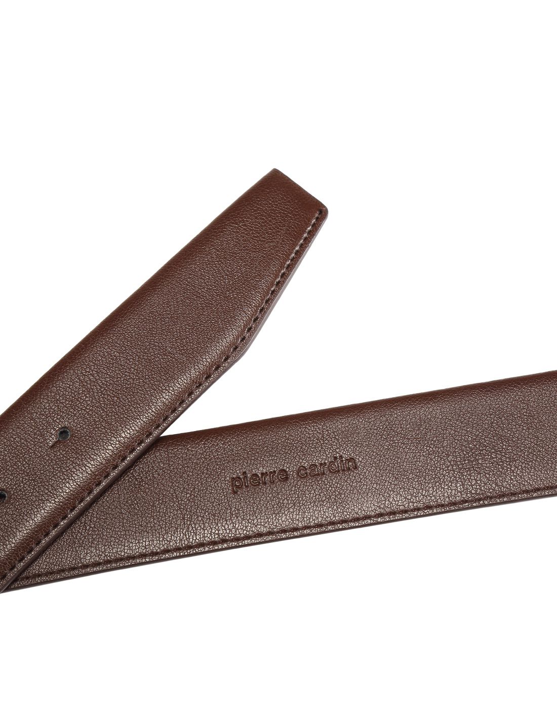 pierre cardin皮具专场新款时尚经典啡色商务男士板扣皮带w6p809086-3