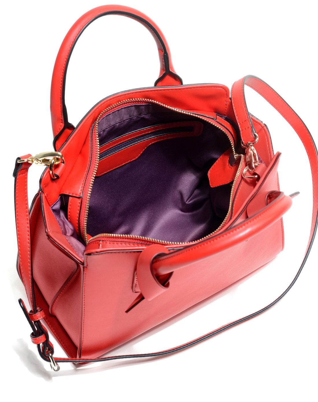 大红格调时尚休闲手拎斜挎两用包大红