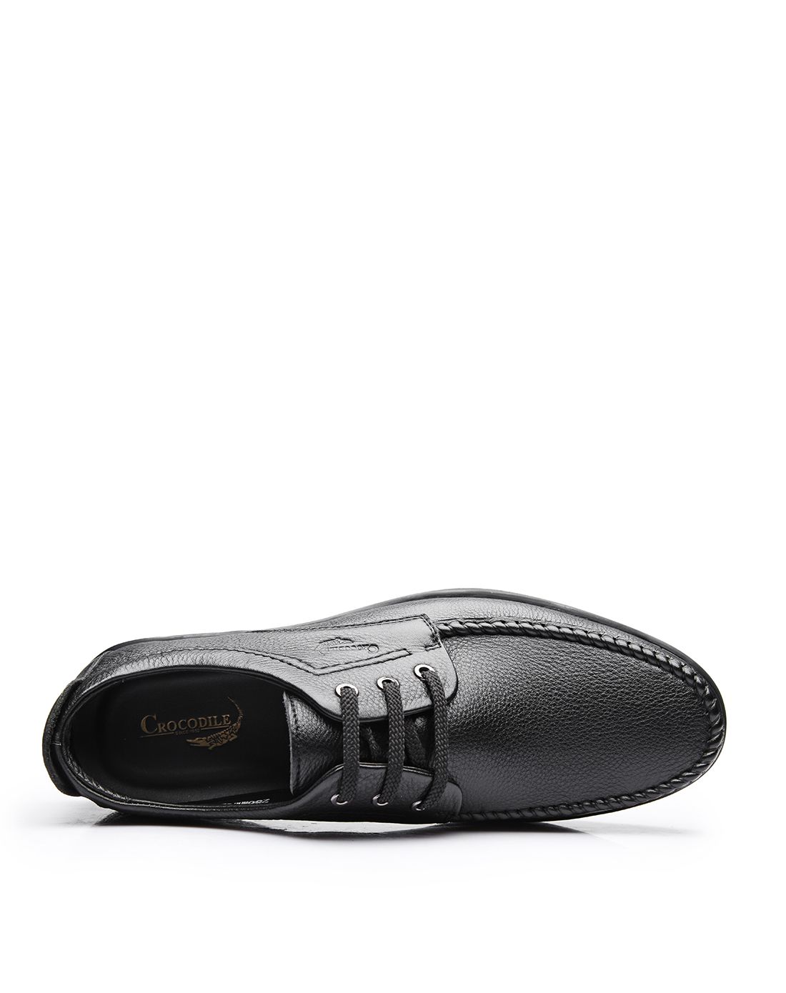 鳄鱼恤crocodile黑色男式牛皮时尚潮流系带皮鞋h5320336_唯品会