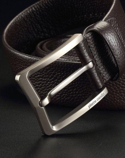 帅性荔枝纹全头层牛皮枪色扣头男士皮带