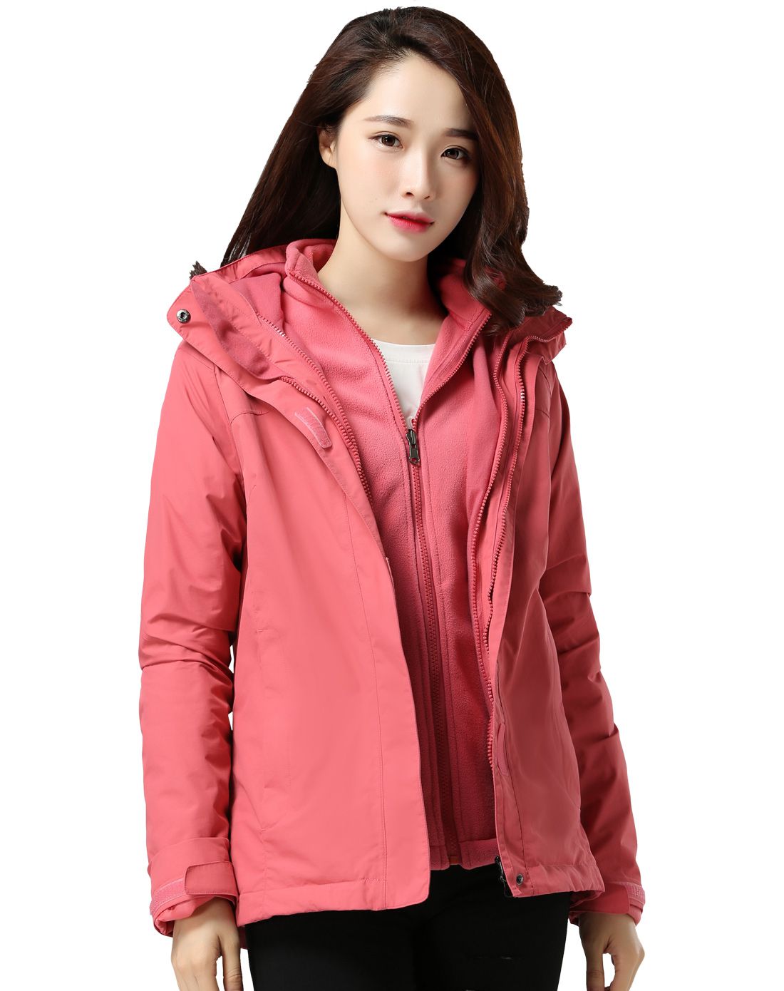 修身保暖 女款西瓜红冲锋衣 户外休闲