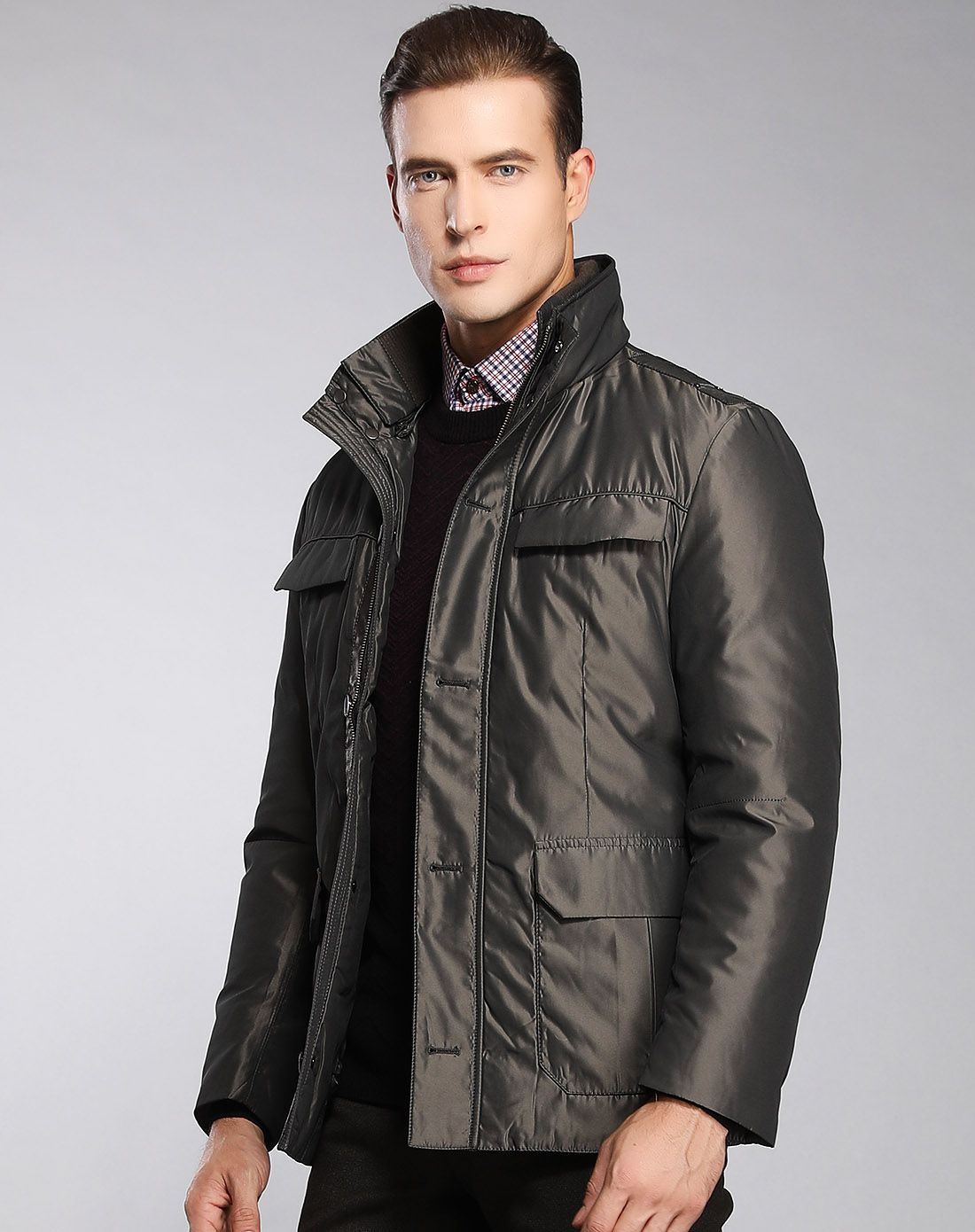 斯卡图可拆卸内领帅气简洁多口袋男士羽绒服89326512409_唯品会