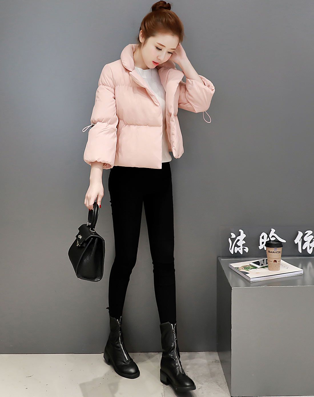 沫晗依美短款休闲时尚棉衣粉色mm6510547fen_唯品会