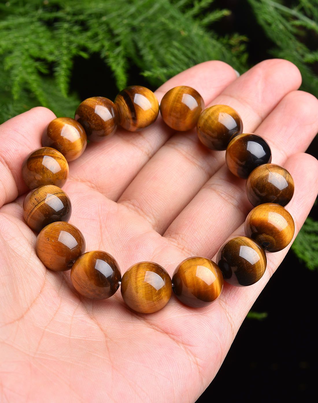 亿珍阁玉石专场亿珍阁 天然褐黄14mm虎睛石手链附证书asfabx9792_唯品