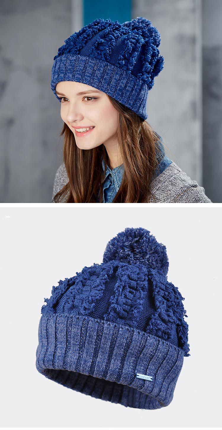 kenmont冬天女士针织帽个性毛线帽子可爱毛球堆堆帽时尚秋冬棉线帽子