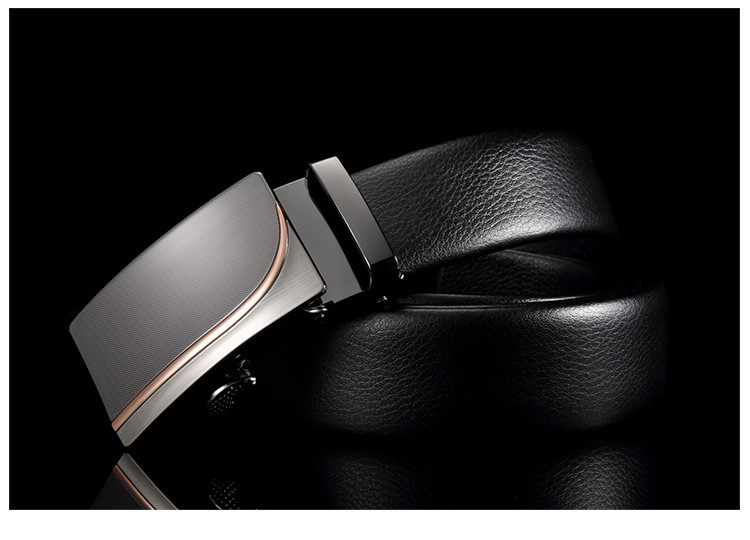 牛皮商务枪色扣黑色带身男士皮带