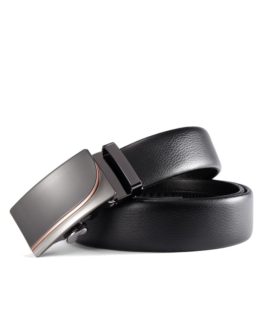 牛皮商务枪色扣黑色带身男士皮带