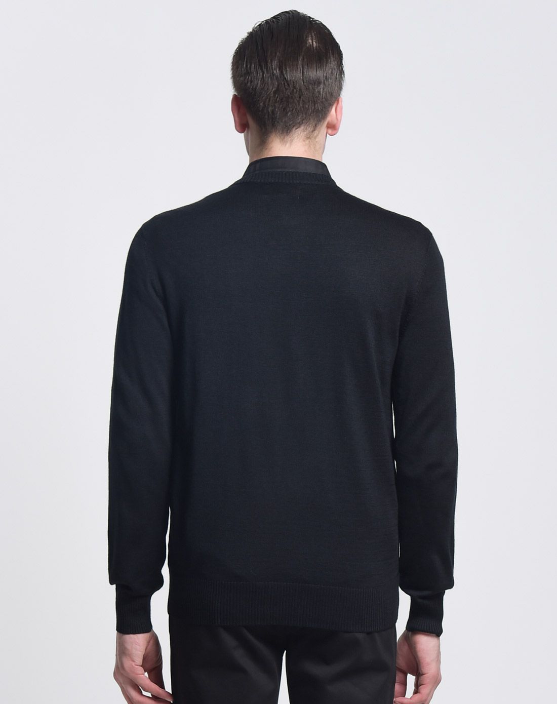 七匹狼旗下swsport岩黑色时尚简约针织衫圆领长袖321201-01_唯品会