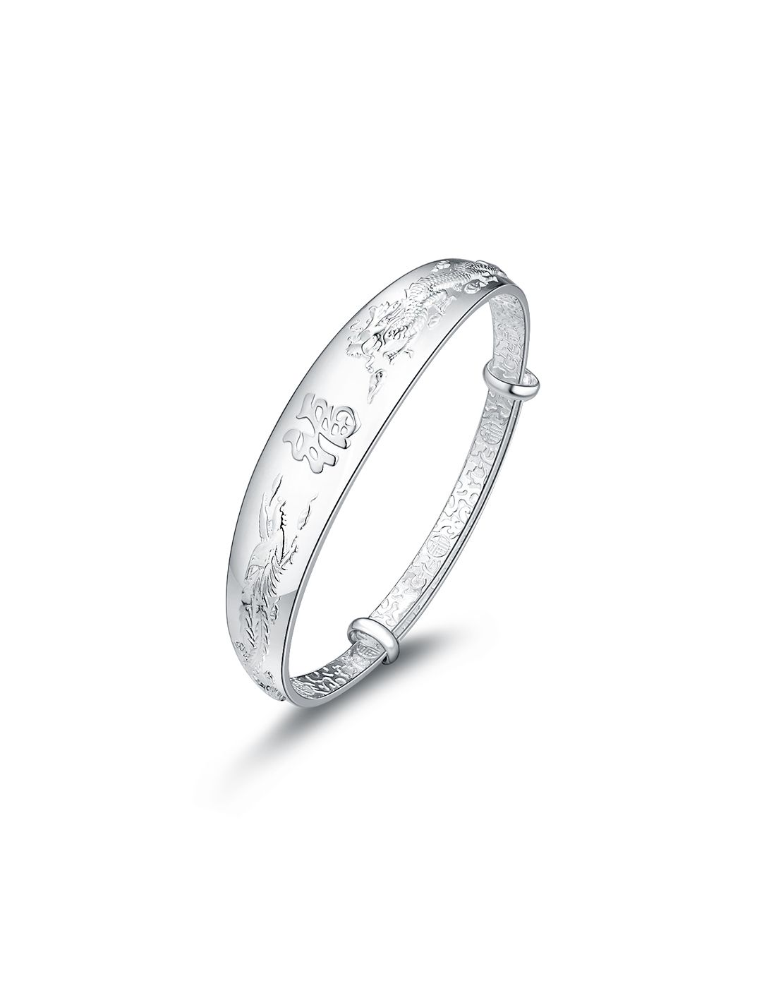 中国黄金 足银 精品雕刻银手镯 约30克