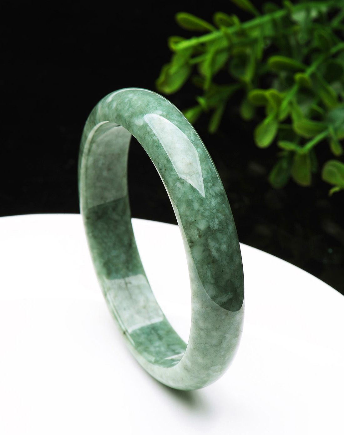 tamina 天然a货翡翠豆青手镯内径58-59mm