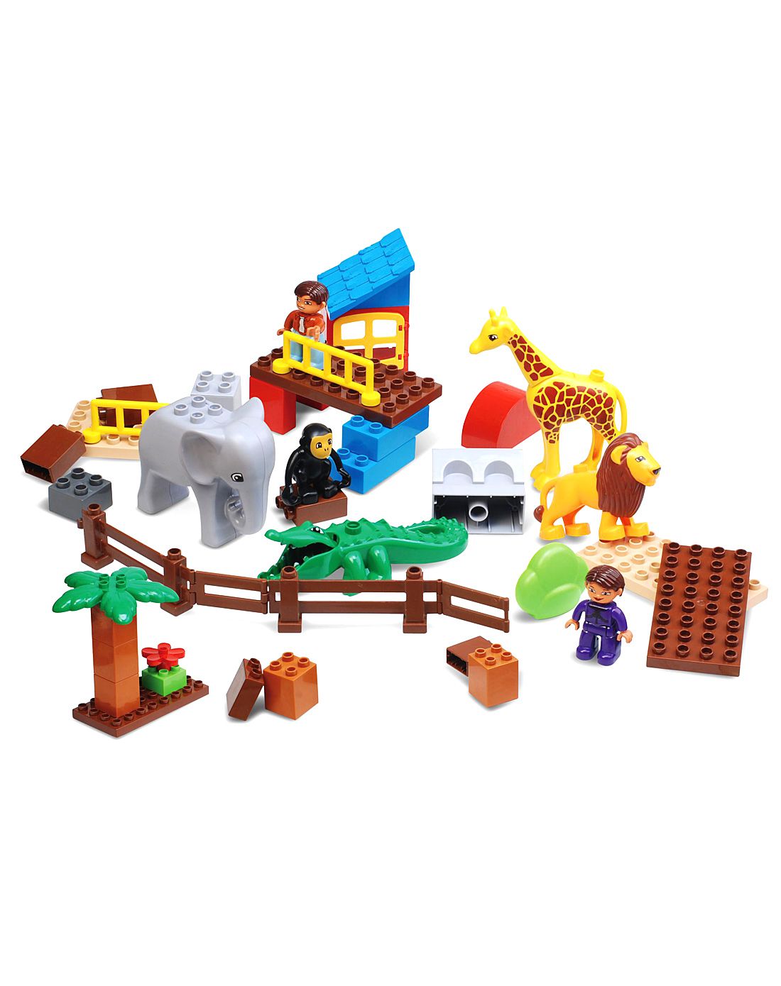 集鑫益智积木玩具专场【礼盒装】动物乐园猴子狮子大象长颈鹿9912c