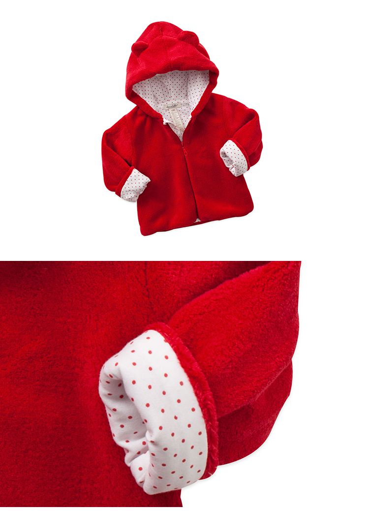 戴维贝拉dave&bella婴幼女童服饰专场女宝宝大红小熊外套wph436-n1002