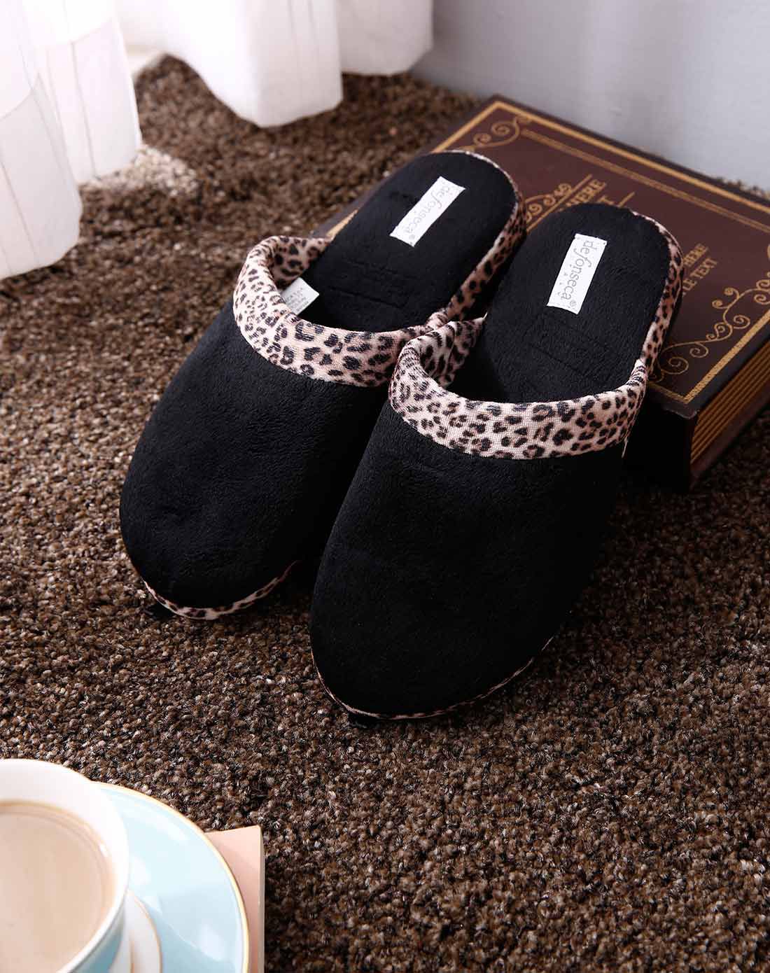 defonseca女式超轻家居棉拖鞋5kan黑色