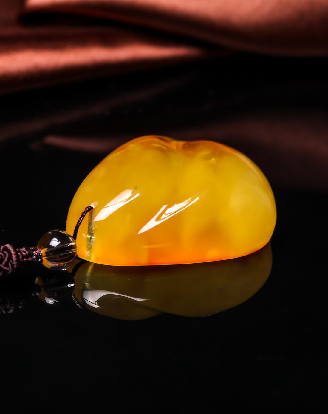 穗南 俏色留皮金绞蜜蜜蜡吊坠(含绳)