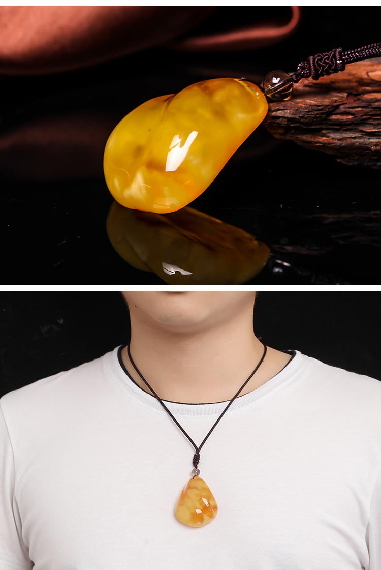 穗南琥珀奢华男士专场 穗南 俏色留皮金绞蜜蜜蜡吊坠(含绳) 品牌名称