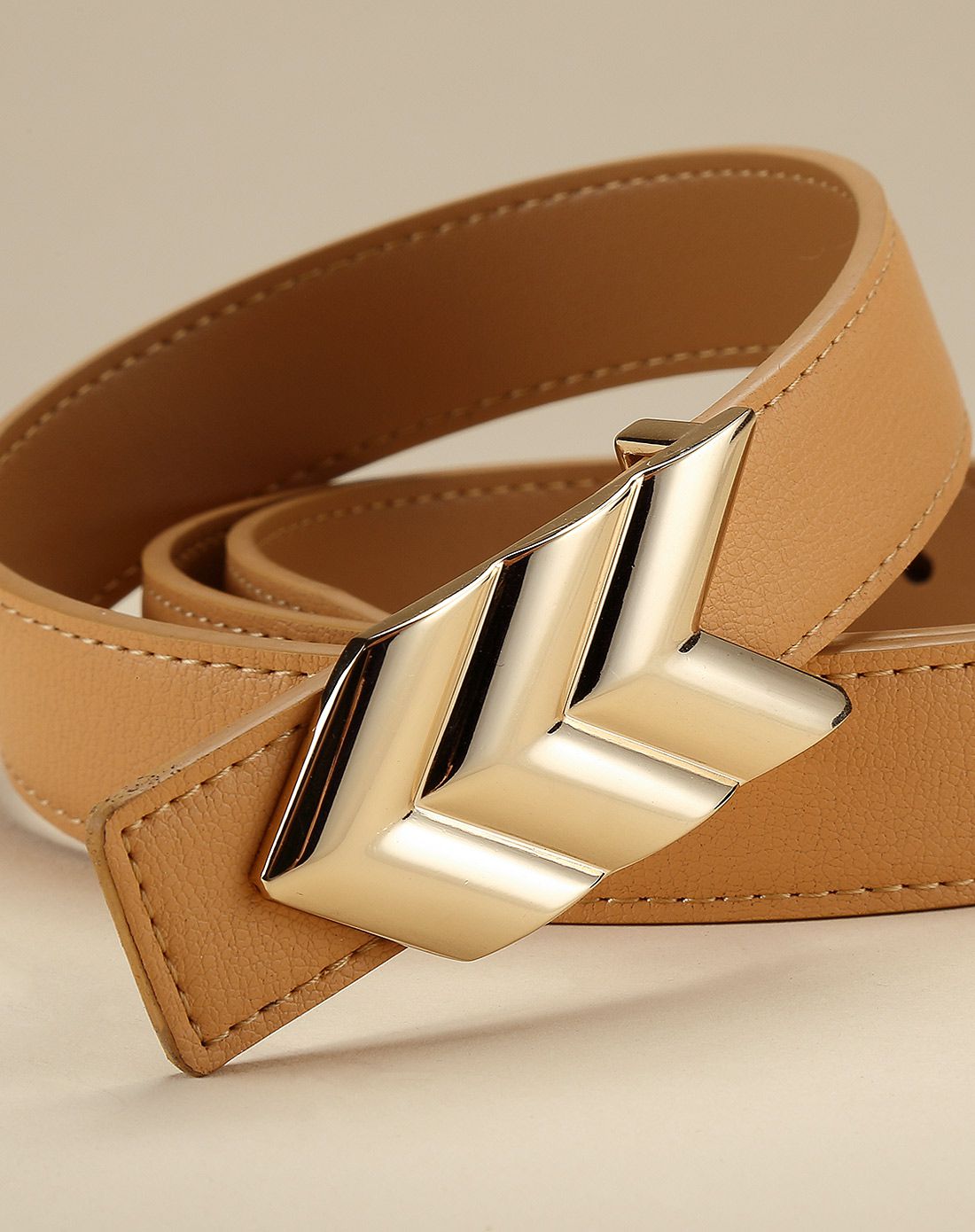 简约时尚经典小荔枝纹女士板扣皮带