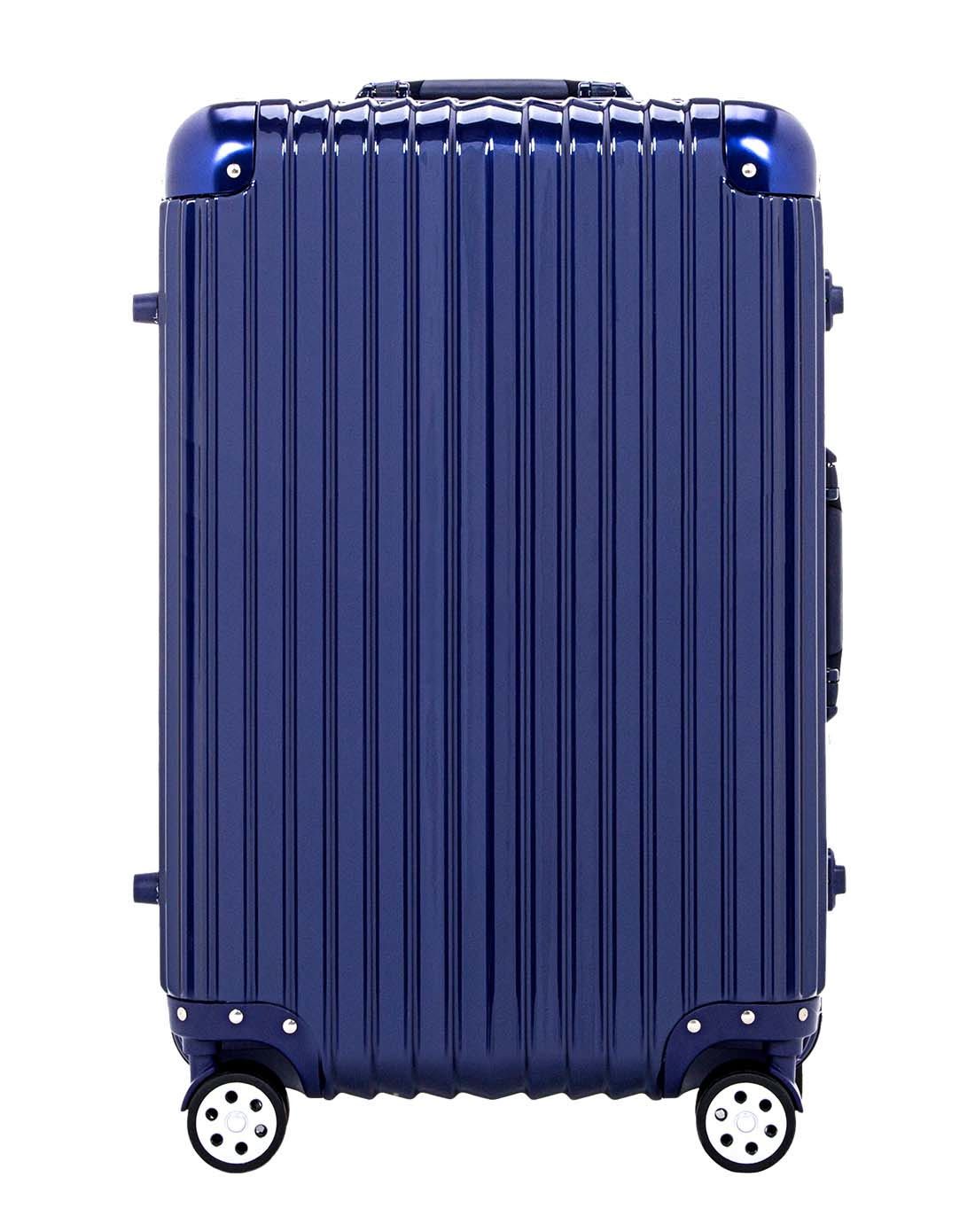 明星款厚实铝框拉杆箱24寸深蓝色
