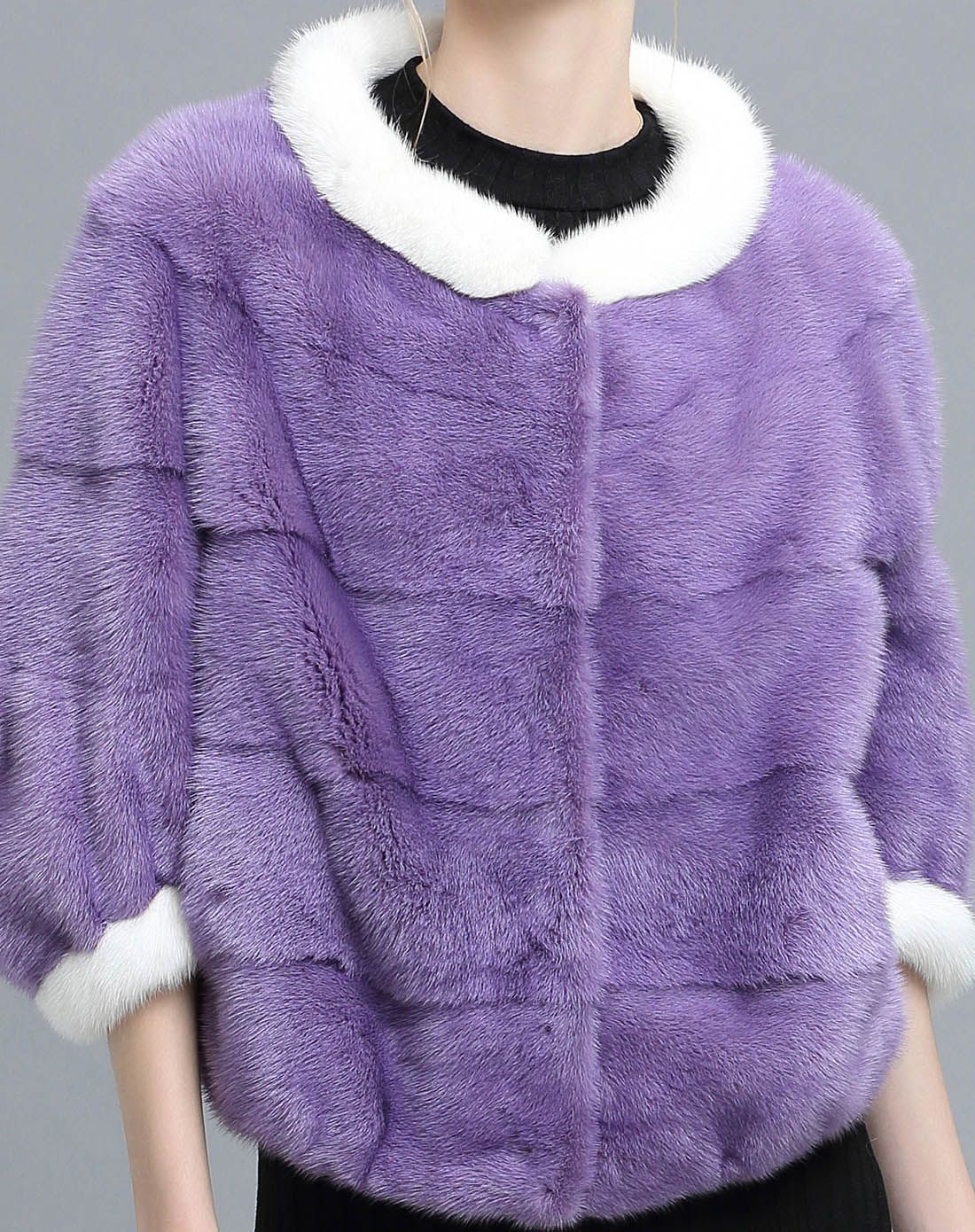 紫色淑女气质水貂毛皮草