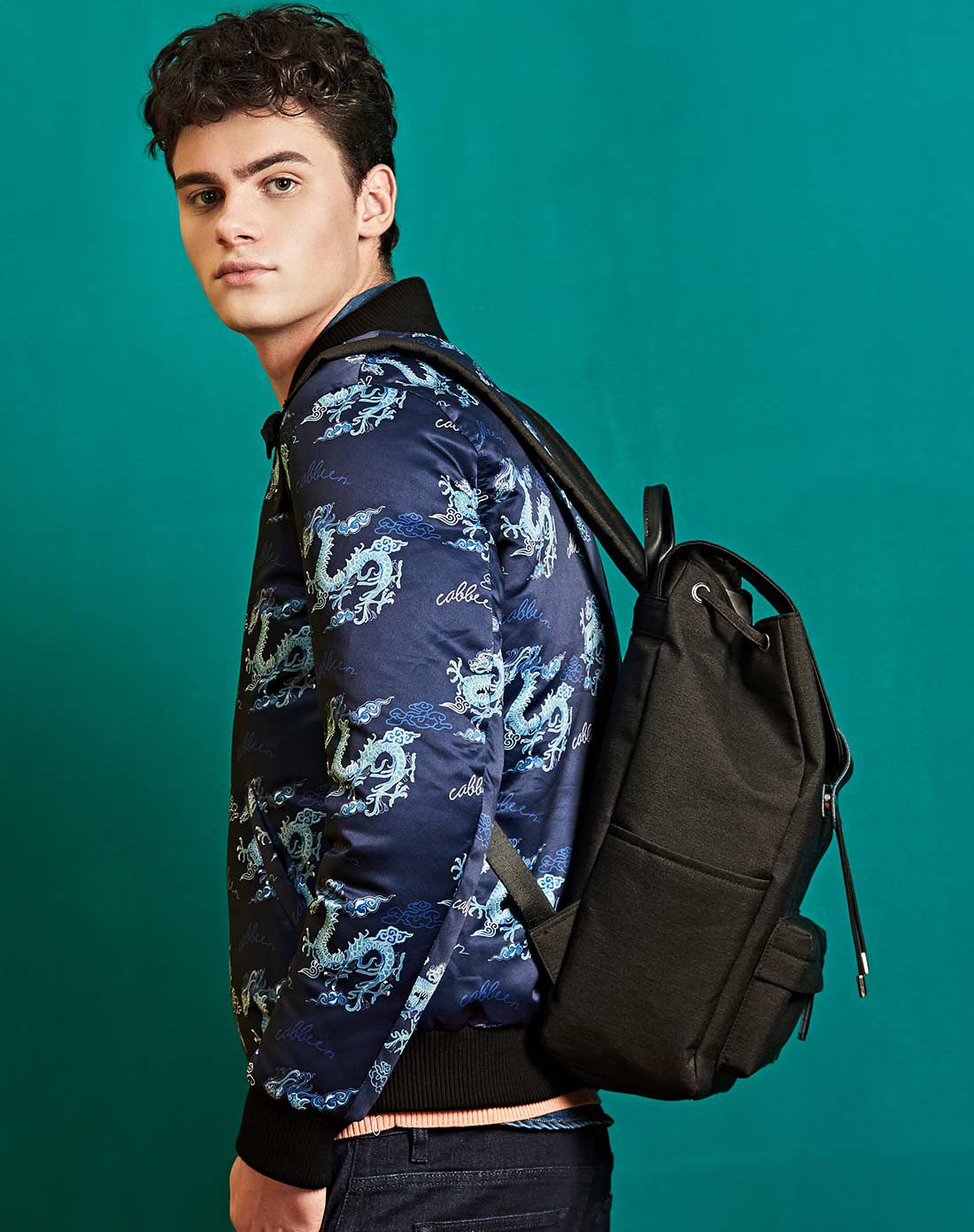 卡宾cabbeen lifestyle黑色时尚潮流双肩背包316430101101_唯品会