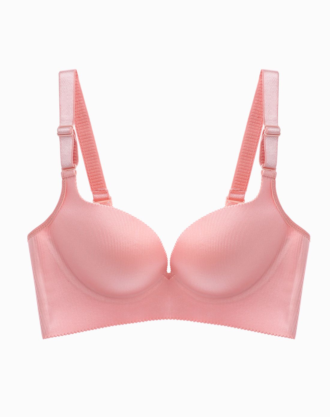 无钢圈调整型无痕光面聚拢收副乳文胸粉色