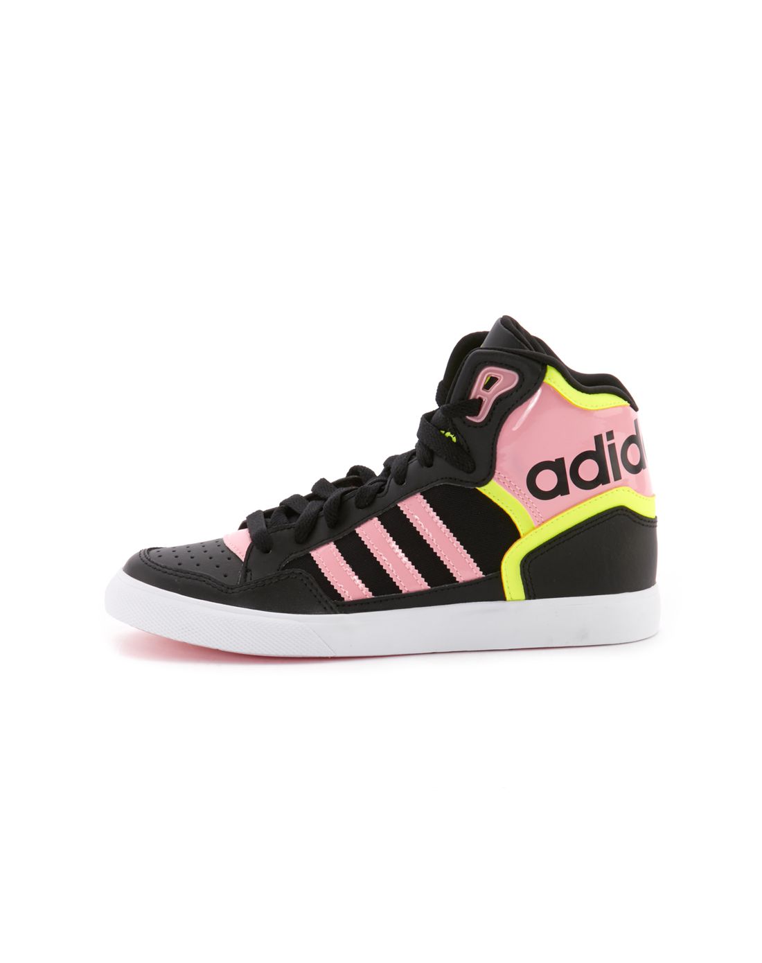 百搭拼色 女款黑配粉色高帮休闲鞋