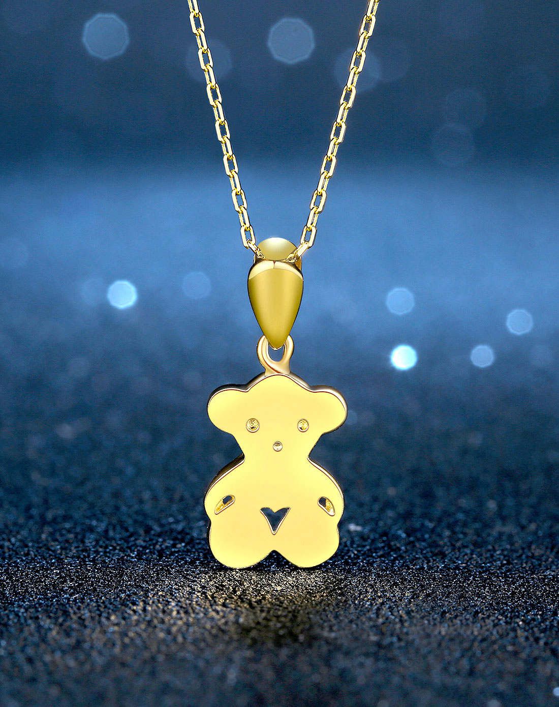 特艾拉 【赠镀金银链】小熊 14k黄金可爱吊坠
