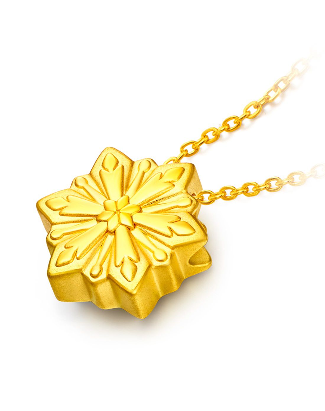 周大福 迪士尼冰雪奇缘耀眼雪花足金黄金吊坠